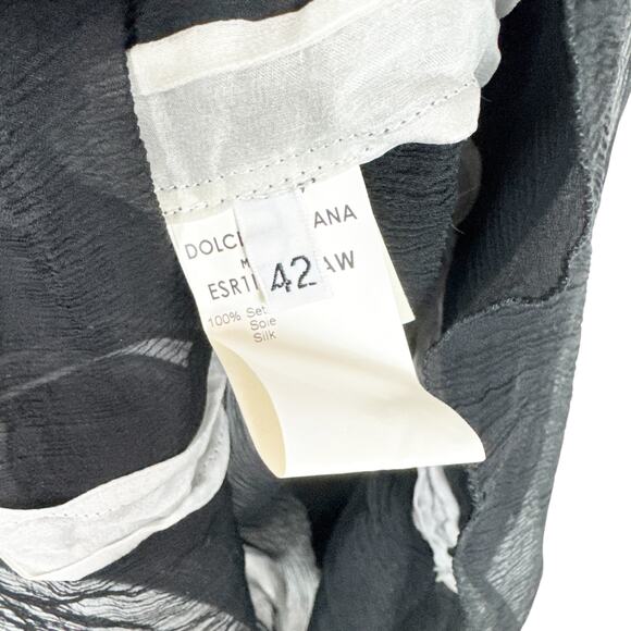 Dolce & Gabbana 100% Silk Sheer Ruffle Trim Top Black Size 42 Small New - Picture 5 of 12